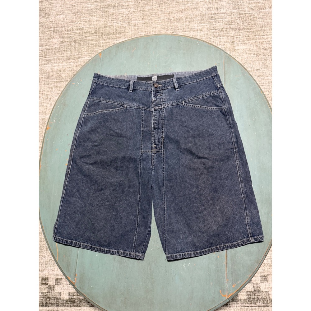 Y2K/VTG 90s Marithe Francois Girbaud Men Baggy Denim Shorts Blue Dark Wash Sz 38